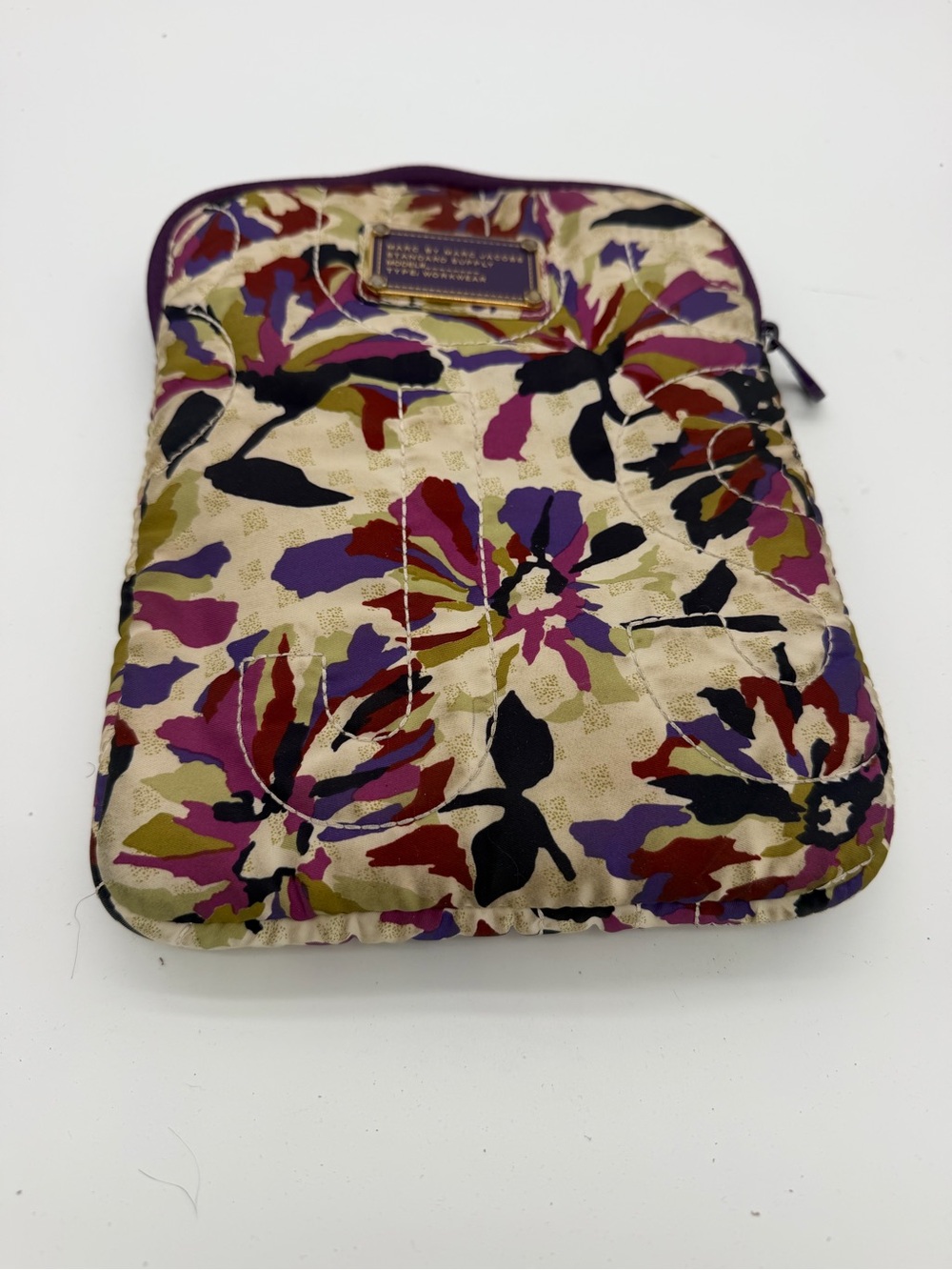 Marc by Marc Jacobs Floral Quilted Cosmetic Pouch in Cream, Purple, Olive, Black